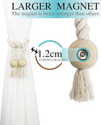 2 Pack Magnetic Curtain Tiebacks Cotton Hand Woven Tie Back Decorative Rope - Image 4