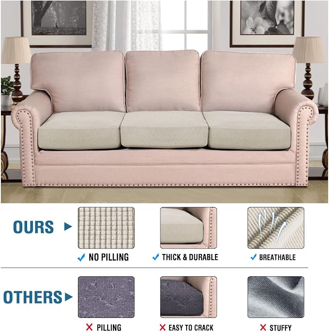 H.VERSAILTEX Super Stretch Couch Cushion Covers Sofa Cushion Slipcovers - Image 5