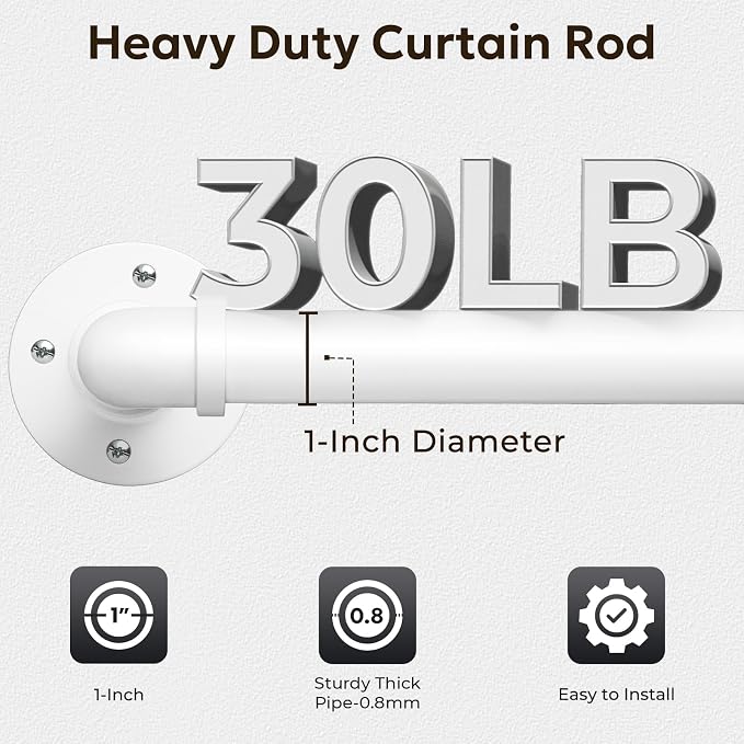 Zeerobee Curtain Rods for Windows 72 to 144, 1 Inch Industrial Wrap Around - Image 4