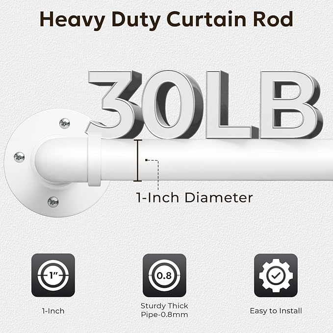 Zeerobee Curtain Rods for Windows 66 to 120, 1 Inch Industrial Wrap Around - Image 4
