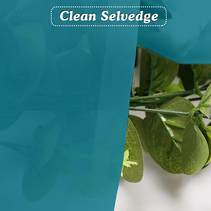 OVZME Turquoise Sheer Curtains 36 inches Long, Short Kitchen Window Treatment - Image 2