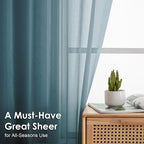 OVZME Dusty Blue Sheer Curtains 45 Inches Long 2 Panels, Light Filtering Sheer - Image 3