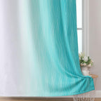 Estelar Textiler Teal and Greyish White Blackout Curtains 63 Inches Long - Image 6