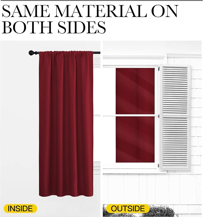 NICETOWN Blackout Curtains for Bedroom, Burgundy Red, 1 Pair, 70 by 63-inch - Image 5