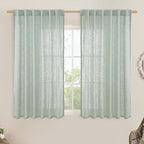 LAMIT Semi Sheer Linen Curtains 54 Inch Length 2 Panels, Light Sage Light by LAMIT