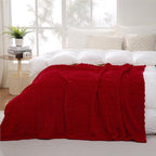 Puncuntex Red Throw Blanket 90"×90" inches Fuzzy 3D Jacquard Decorative Flannel by Puncuntex