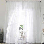 OWENIE Extra Long White Sheer Curtains 144 inch 2 Panels Set, Translucent by OWENIE