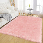 Latepis Pink Bedroom Rug 4x6 Area Faux Sheepskin Rug Fluffy Fur Rugs by Latepis