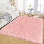 Latepis Pink Rugs for Living Room Shag 6x8 Faux Fur Sheepskin Rug for Sofa - Image 7