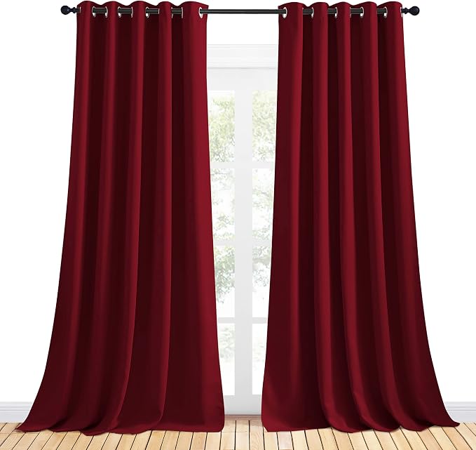 NICETOWN Christmas Burgundy Window Curtains Blackout Drapes, Thermal Insulated - Image 2