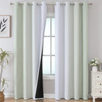 Estelar Textiler Sage Green and Greyish White Ombre Blackout Curtains 90 Inch by ESTELARTEXTILER