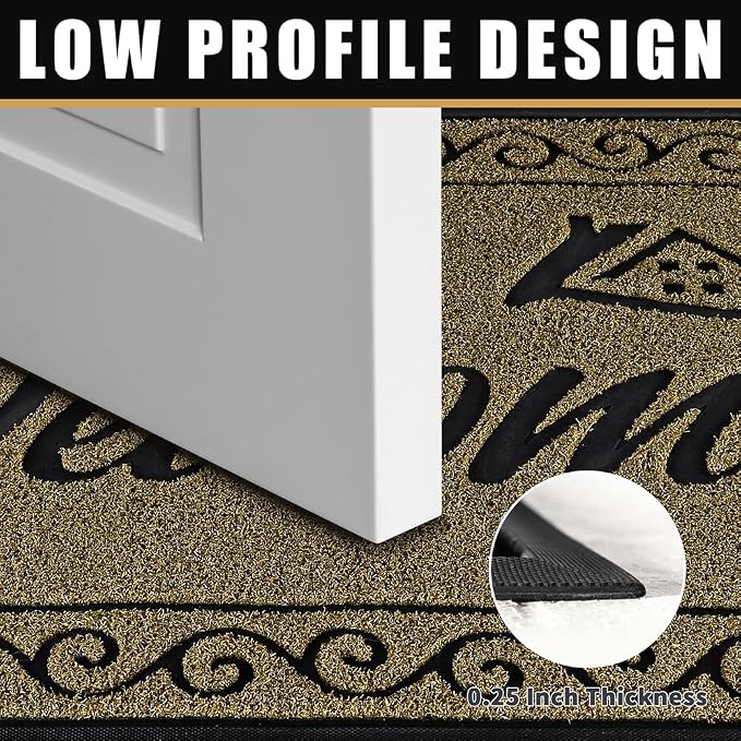 Yimobra Welcome Front Door Mat, Heavy Duty Easy Clean Doormat Indoor Outdoor - Image 5