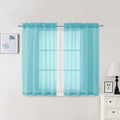 Chyhomenyc Aqua Sheer Curtains 45 Inch Long 2 Panels, Light Filtering Short by Chyhomenyc