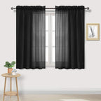 DWCN Black Sheer Curtains Semi Transparent Voile Rod Pocket Curtains by DWCN