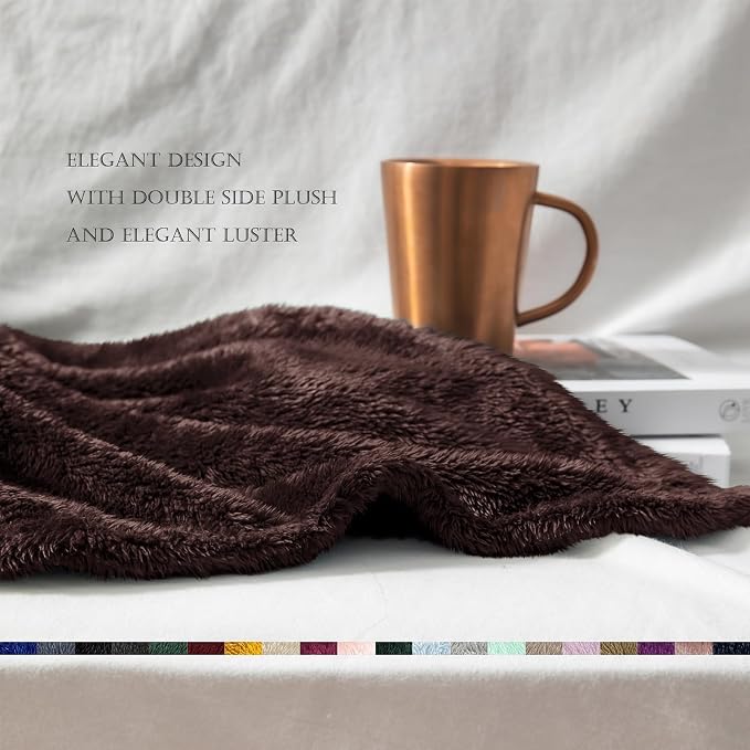 Exclusivo Mezcla Plush Fuzzy Fleece Bed Blanket Queen Size, Super Soft - Image 6
