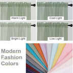 Sage Green Kitchen Curtains 30 Inch Length Tier 2 PCS, Solid Soft Half Curtains - Image 5