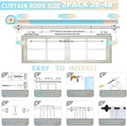TVWOO 2 Pack Wrap Around Curtain Rods, 28 to 48 Inch, 5/8 Inch Adjustable - Image 7