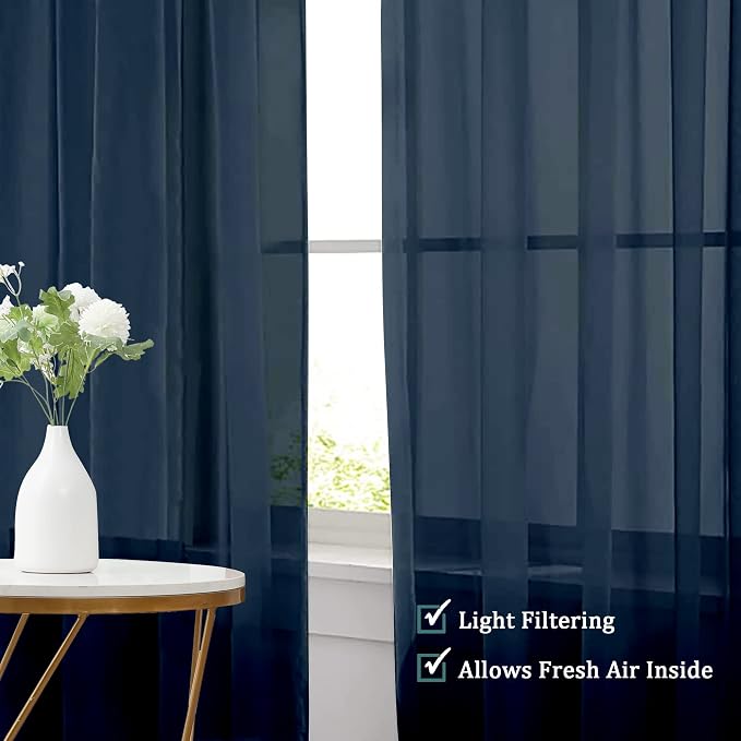 Chyhomenyc Sheer Curtains 72 Inch Length Set of 2, Rod Pocket Voile Drapes - Image 9