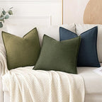 MIULEE Decorative Linen Euro Sham Pillow Covers 22x22 Inch Blue Boho Farmhouse - Image 4