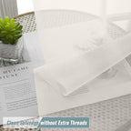 Extra Wide Sheer Ivory Curtains 144 Inches Long 2 Panels, Extra Long Light - Image 2