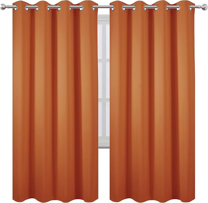 LEMOMO Orange Thermal Blackout Curtains/52 x 72 Inch/Set of 2 Panels Room - Image 2
