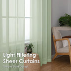 OVZME Light Green Sheer Curtains 63 Inches Long 2 Panels - Image 7