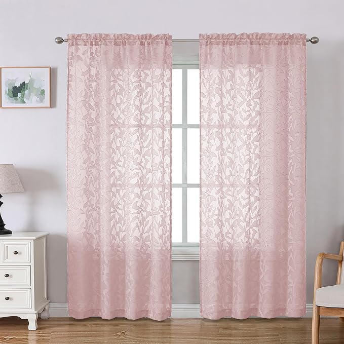Lecloud Leia Blush Pink Sheer Curtains by Lecloud