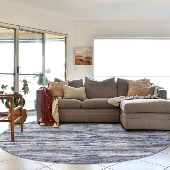 KOZYFLY Round Area Rugs 6Ft Modern Abstract Ombre Circle Rug - Image 7