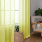 Lecloud Lemon Sheer Curtains 78 Inches Long 2 Panels, Solid Voile Dual Rod - Image 2