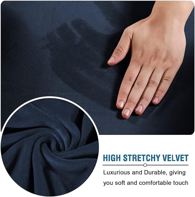H.VERSAILTEX Modern Velvet Plush 4 Piece High Stretch Sofa Slipcover Sofa Cover - Image 5