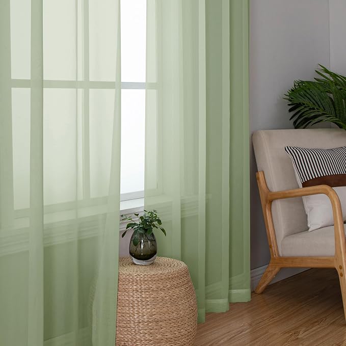 OWENIE Sheer Curtains 72 Inches Long 2 Panels Set, Light Filtering Sheer - Image 4