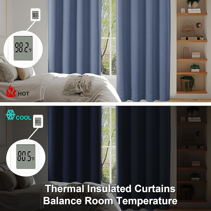 Simplebrand Ava Denim Short 24 Inches Blackout Curtain 2 Panels Set, Half - Image 6