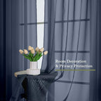 Lecloud Navy Blue Sheer Curtains 108 Inches Long 2 Pcs, Rustic Farmhouse Dual - Image 4