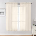 Chyhomenyc Cream Sheer Curtains 63 Inches Long 2 Panels Set- Light Filtering by Chyhomenyc