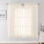 Chyhomenyc Cream Sheer Curtains 63 Inches Long 2 Panels Set- Light Filtering by Chyhomenyc