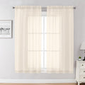 Chyhomenyc Cream Sheer Curtains 45 Inch Long 2 Panels, Short Voile Sheer Drapes by Chyhomenyc
