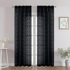 Chyhomenyc Black Sheer Curtains 84 Inch Length 2 Panels Set, Light Filtering by Chyhomenyc