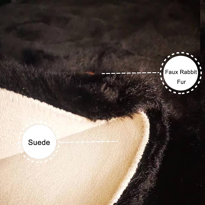 Ghouse Soft Faux Sheepskin Fur Rug 4x6 Black Fluffy Bedside Rugs Plush Rug Shag - Image 3