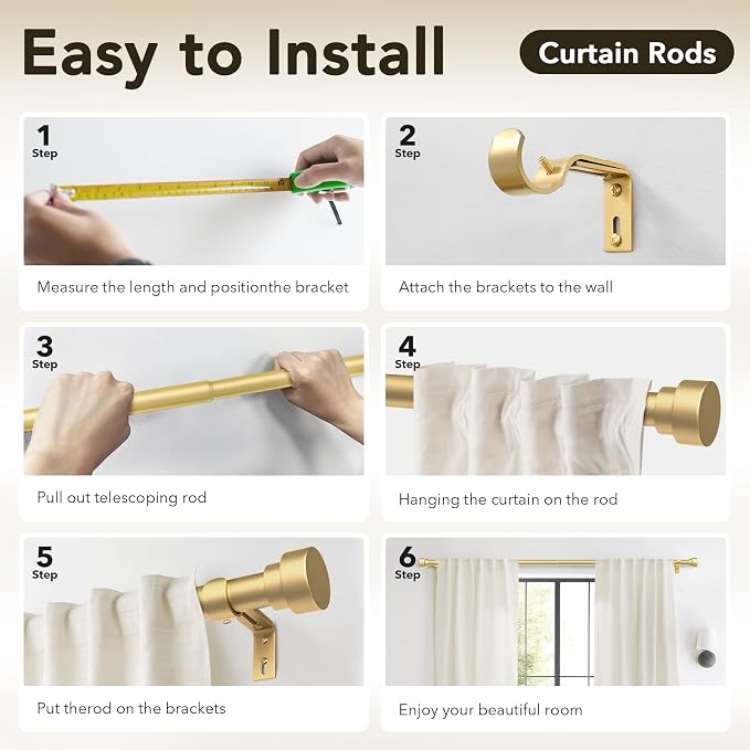 IFELS 2 Pack Heavy Duty Curtain Rods - Image 8