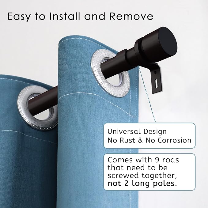 Byondeth Curtain Rods for Windows 16 to 144 Inches Adjustable Length 1 Inch - Image 2