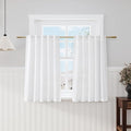 White Cafe Curtains 45 Inch Length Set 2 Panel Back Tab Pocket Semi Sheer Short by Nanspring