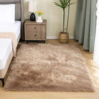 Latepis Shag Area Rugs 4x6 Machine Washable Faux Fur Rug Brown Beige Fluffy - Image 2