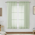 OVZME Light Green Sheer Curtains 54 Inches Long 2 Panels by OVZME
