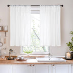 BGment 40 Inches Long White Linen Curtains - Image 2