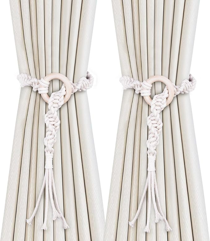 SRG Handmade Boho Curtain Tiebacks Hand Knitting Cotton Curtain Holdbacks by SRG
