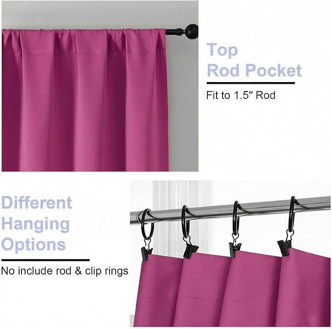 Simplebrand Ava Hot Pink Short Blackout Curtains - Image 4