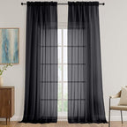 OVZME Black Sheer Curtains 108 Inches Long 2 Panels Set, 59 Inch Extra Wide by OVZME