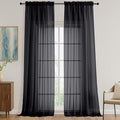 OVZME Black Sheer Curtains 120 Inches Long 2 Panels Set, 59 Inch Extra Wide by OVZME