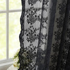 YJ YANJUN Vintage Lace Curtains 108 Inches Long- Victorian Floral Pattern Black - Image 5