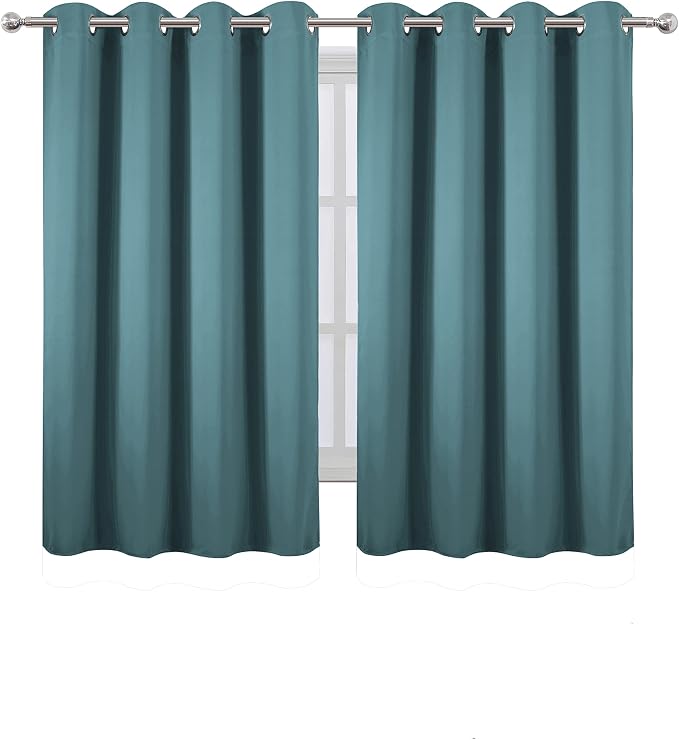 LEMOMO Blackout Curtains 52 x 45 inch/Sea Teal Curtains Set of 2 Panels/Thermal - Image 2